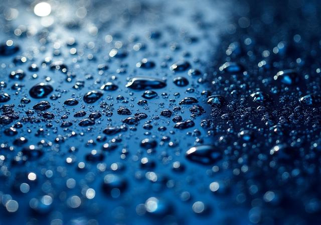 Close up of high-end car hood with water beading perfectly